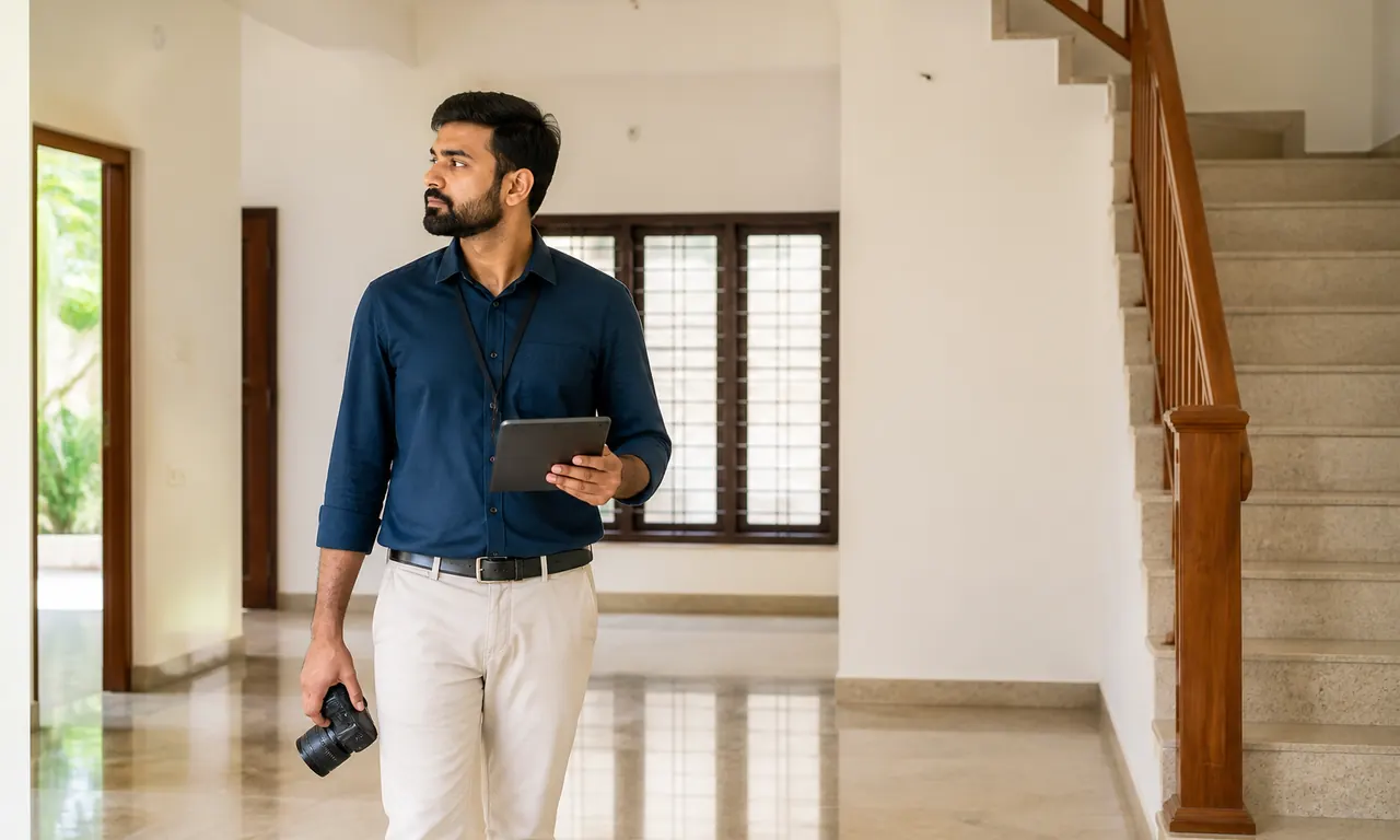 Trusted local property representative completing a documented home inspection