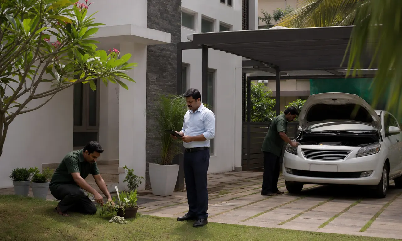 Efficient coordination of garden and vehicle care at an Ernakulam residence