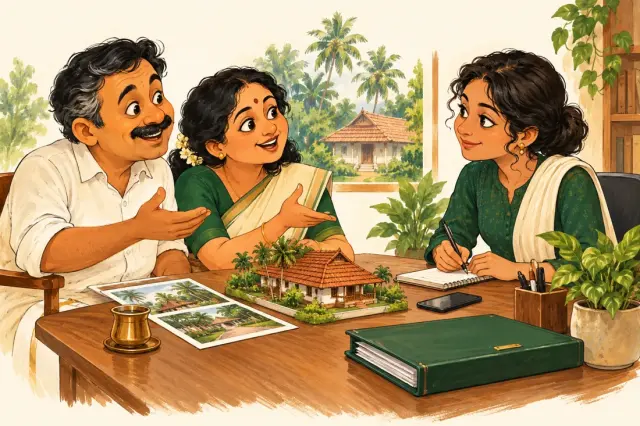 Caricatures of homeowners explaining a property need to a listening coordinator